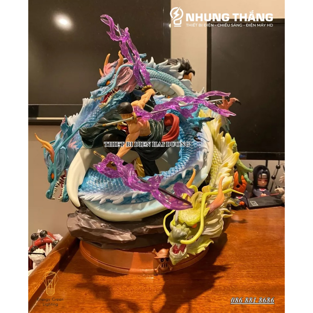 Mô Hình One Pice Zoro Tam Long Siêu Chất OP-002 - Cao 35cm - 2 Đầu Thay Thế - 3 Kiếm Hiệu Ứng