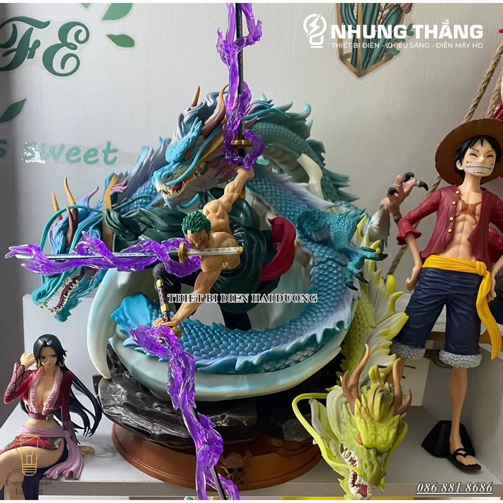 Mô Hình One Pice Zoro Tam Long Siêu Chất OP-002 - Cao 35cm - 2 Đầu Thay Thế - 3 Kiếm Hiệu Ứng