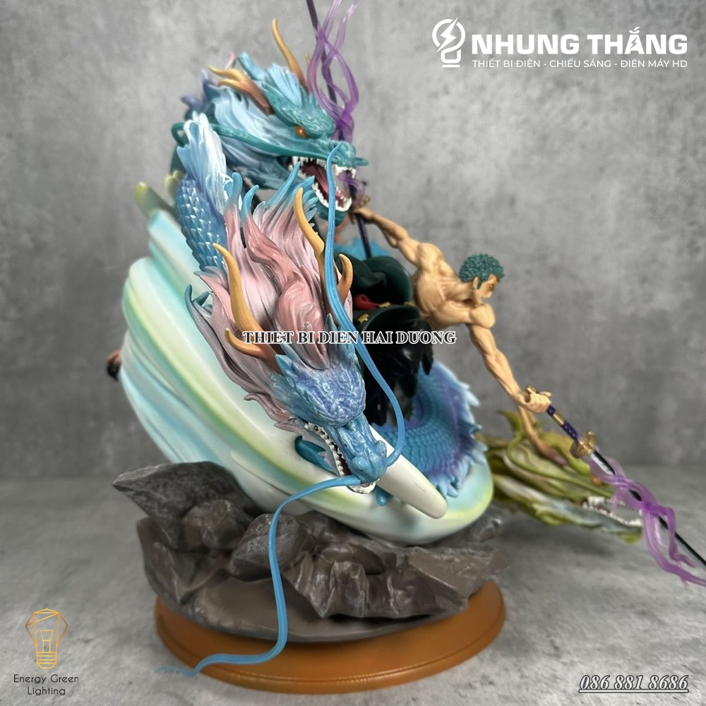 Mô Hình One Pice Zoro Tam Long Siêu Chất OP-002 - Cao 35cm - 2 Đầu Thay Thế - 3 Kiếm Hiệu Ứng