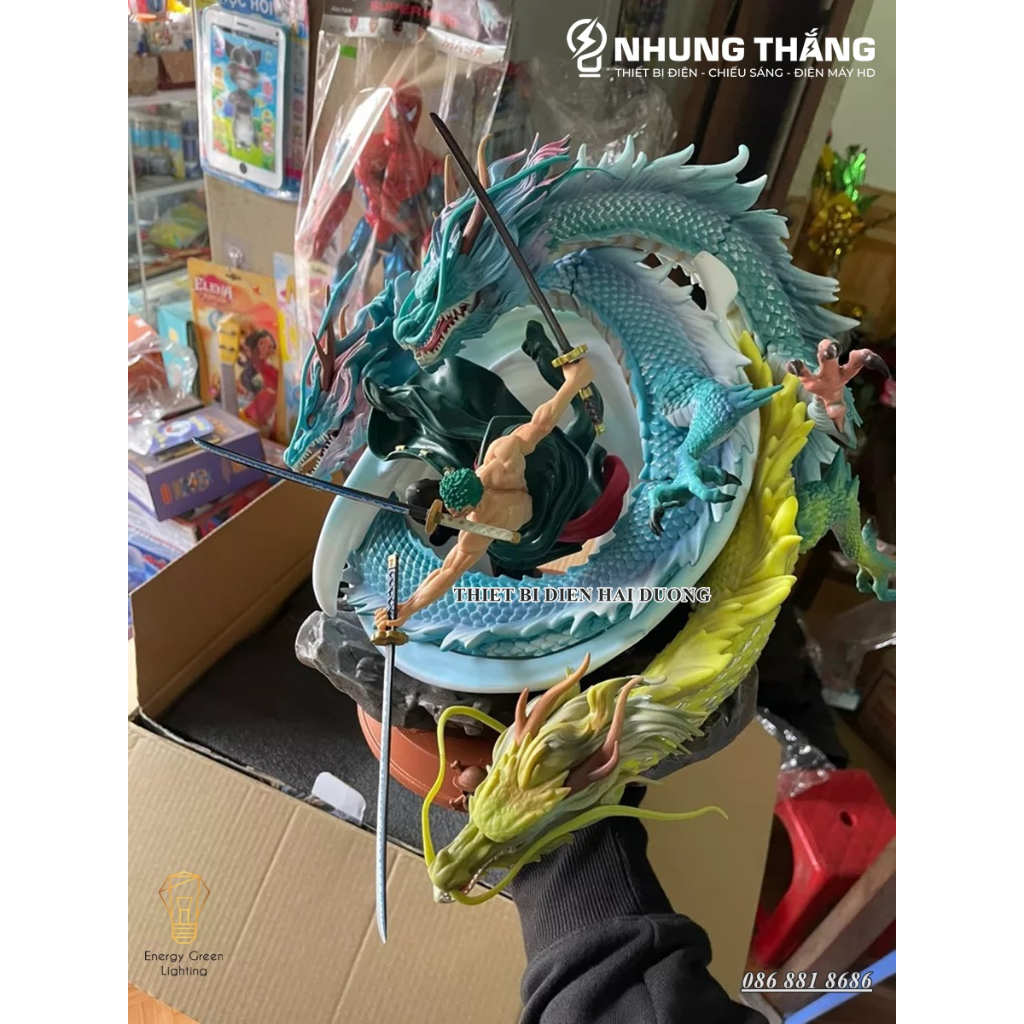 Mô Hình One Pice Zoro Tam Long Siêu Chất OP-002 - Cao 35cm - 2 Đầu Thay Thế - 3 Kiếm Hiệu Ứng