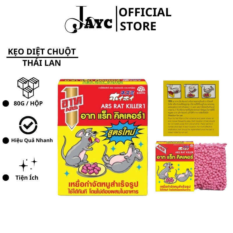 Kẹo Diệt Chuột ARS Rat Killer Thái Lan 80GR Hiệu Quả Tức Thì Jayc SP001772