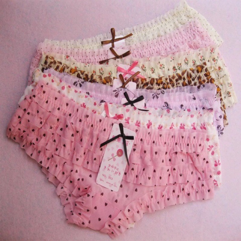 Quần Lót Ren Bèo 3 Tầng Siêu Mềm Mại Quần Chíp ren cạp thấp