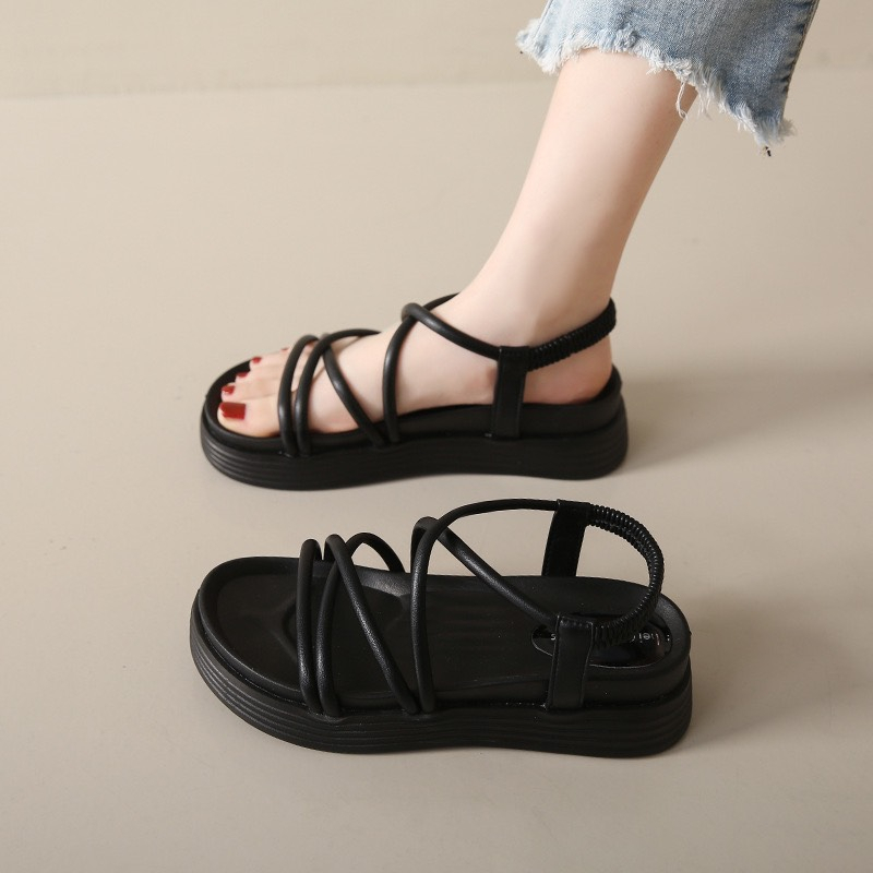Sandal Đế Bằng Cao Cấp Gót Chun Đế Cao 5cm hàng Quảng Châu Fullbox