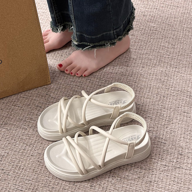 Sandal Đế Bằng Cao Cấp Gót Chun Đế Cao 5cm hàng Quảng Châu Fullbox