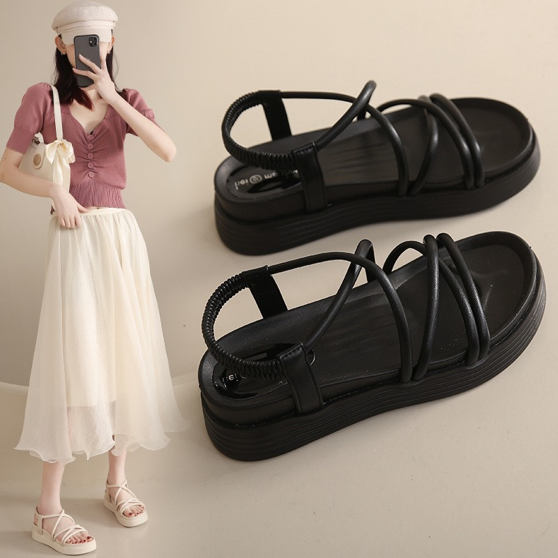 Sandal Đế Bằng Cao Cấp Gót Chun Đế Cao 5cm hàng Quảng Châu Fullbox
