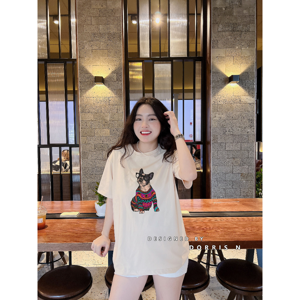 Áo phông thiết kế PUG LEN co giãn 4 chiều form basic trẻ trung chất cotton 100%