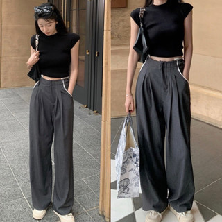 Set bộ áo thun đen quần ống rộng