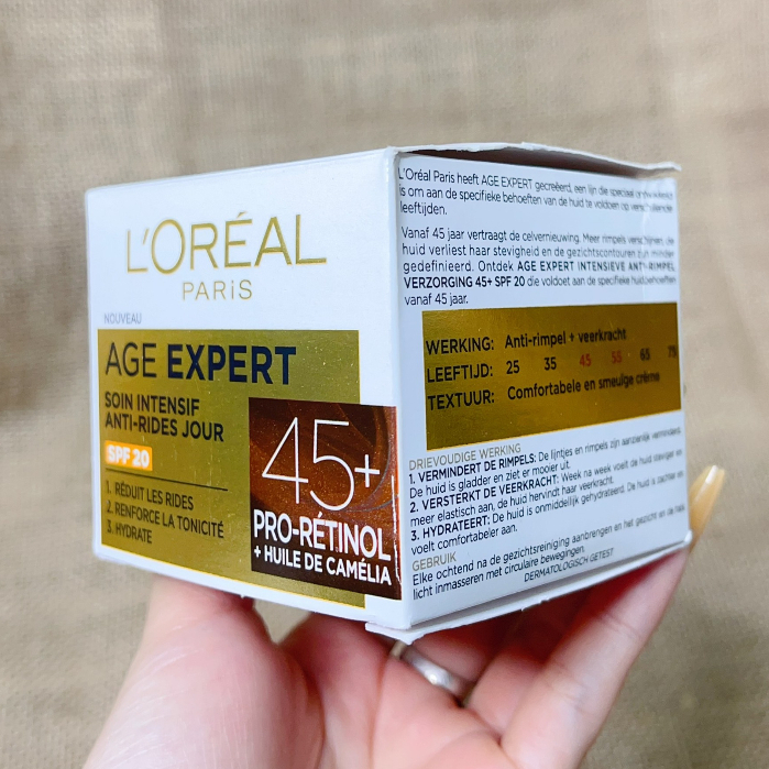 Trẻ hóa da, tăng đàn hồi và sáng da L'Oréal Age Expert Pro-Retinol SPF20 từ 45 tuổi