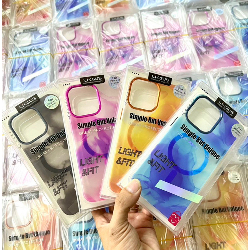 Ốp lưng Likgus nhám vân loang hỗ trợ sạc cho iPhone 15 Pro Max/ 14 Pro Max/ 13 Pro max/ 12 Pro max siêu đẹp sang trọng