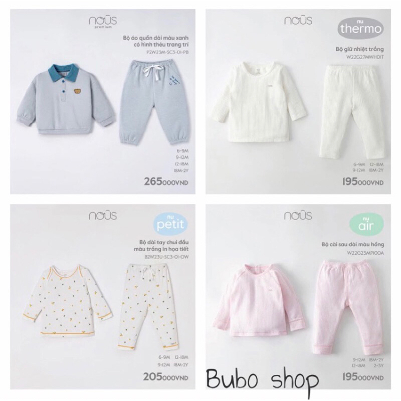 Bộ quần áo dài của Nous cho bé trai và bé gái