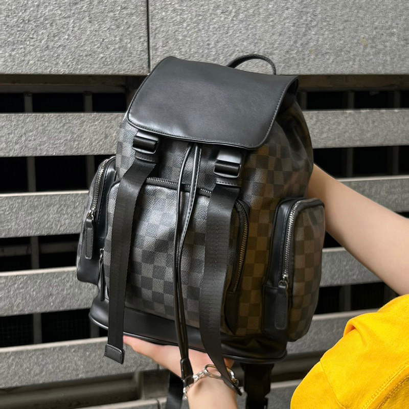 Balo da thời trang, hoạ tiết caro chất da chống thấm nước chống mài mòn, đựng vừa Laptop và A4 - LARA BACKPACK, novstore