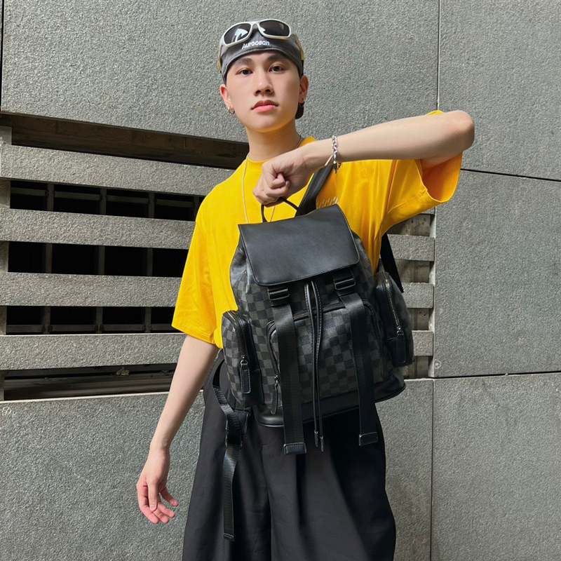 Balo da thời trang, hoạ tiết caro chất da chống thấm nước chống mài mòn, đựng vừa Laptop và A4 - LARA BACKPACK, novstore