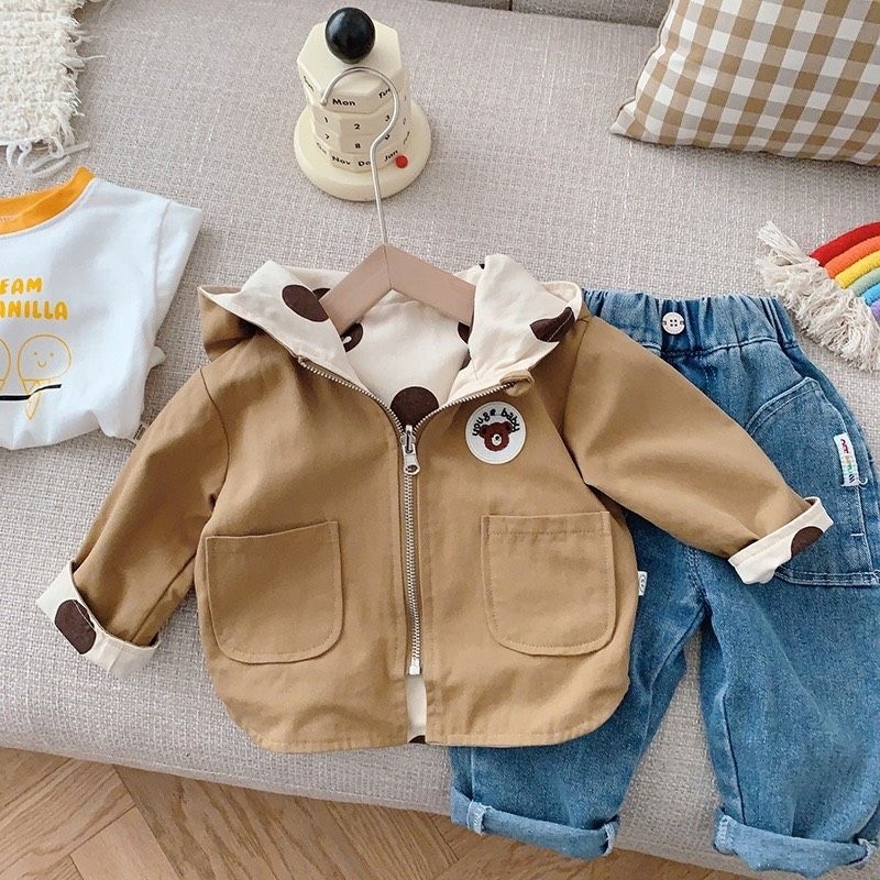 Áo khoác gấu kaki 2 mặt bé trai 🐻 Hàng QCCC🐻 Áo khoác bé trai size 80-130