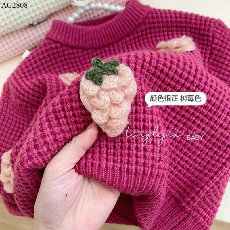Áo len bé gái hàng QCCC- Áo len hình trái tim bé gái size 80-130