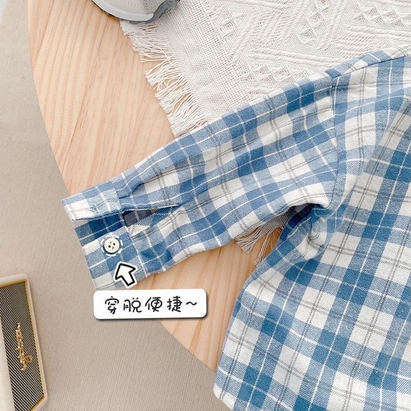 Áo sơ mi bé trai hàng QC🐻Hàng sẵn🐻 Áo sơ mi kẻ dài tay bé trai size 80-130