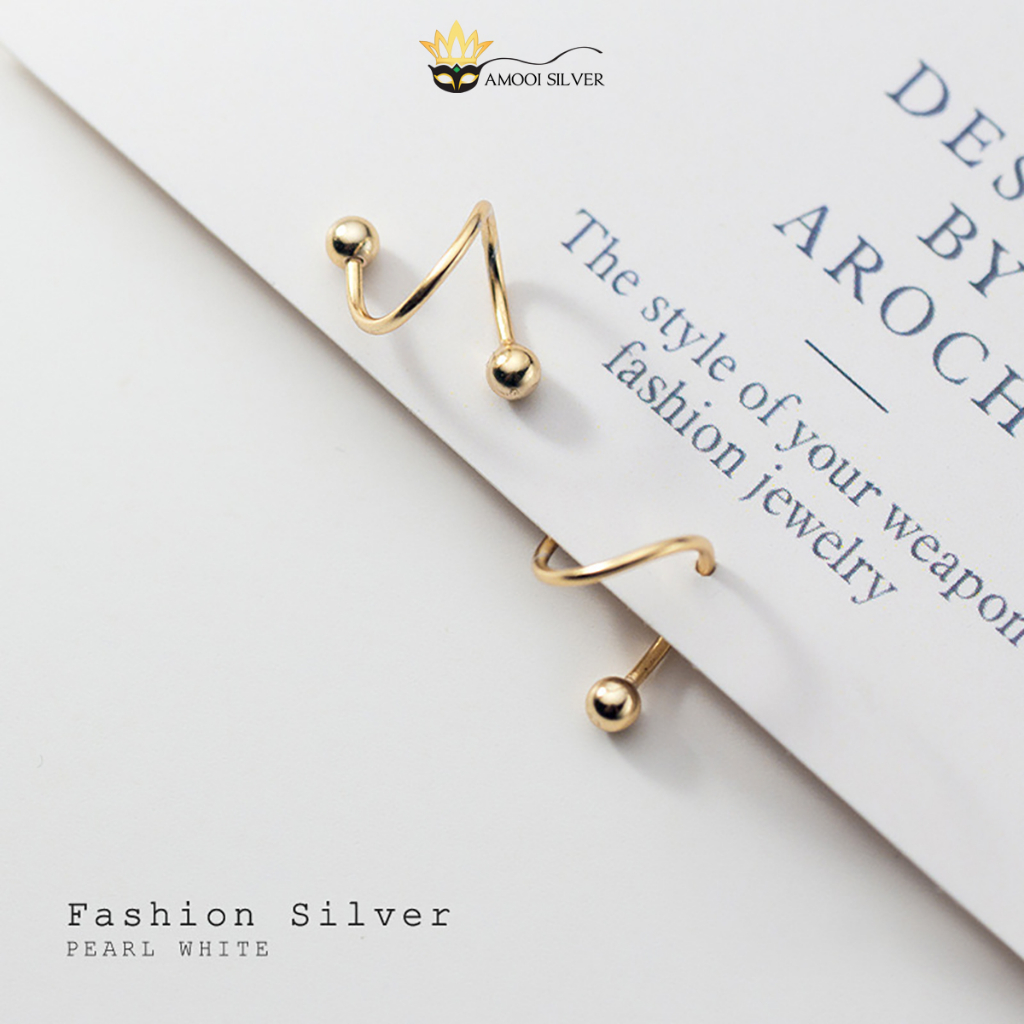 Bông Tai Bạc S925 Chui Vặn Xoắn Bi Cá Tính - AMOOI SILVER ABT025