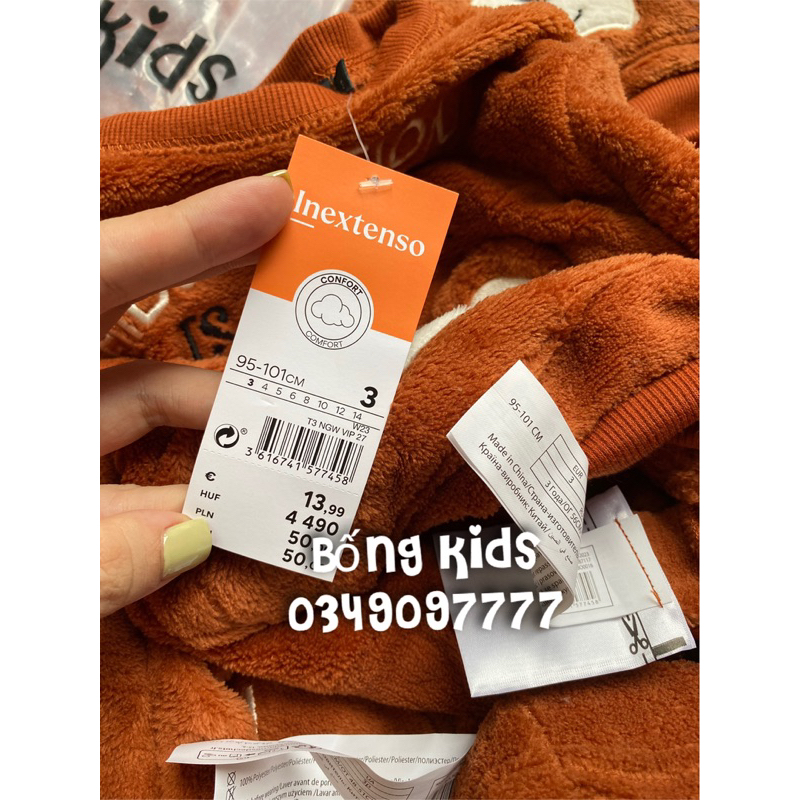 Bộ Bông Bé Gái Gấu Nâu Cam Inextenso