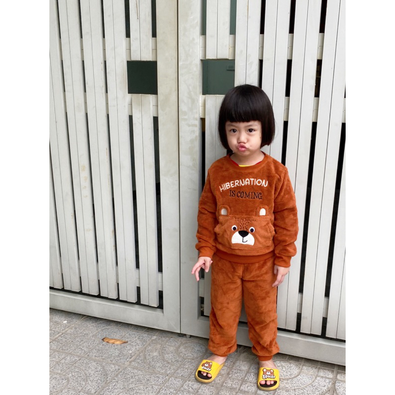 Bộ Bông Bé Gái Gấu Nâu Cam Inextenso