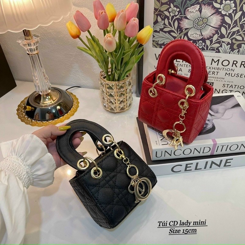 Túi Hộp Vuông Size Mini Mẹ Và Bé Tặng Kèm Chùm Móc Chữ Phụ Kiện