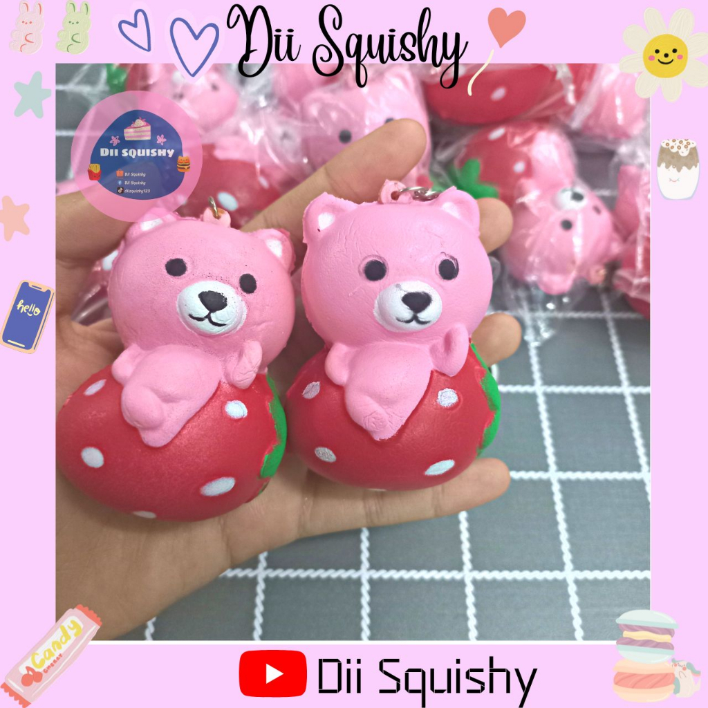 Squishy gấu dâu có khuyết điểm [đọc kỹ mô tả]