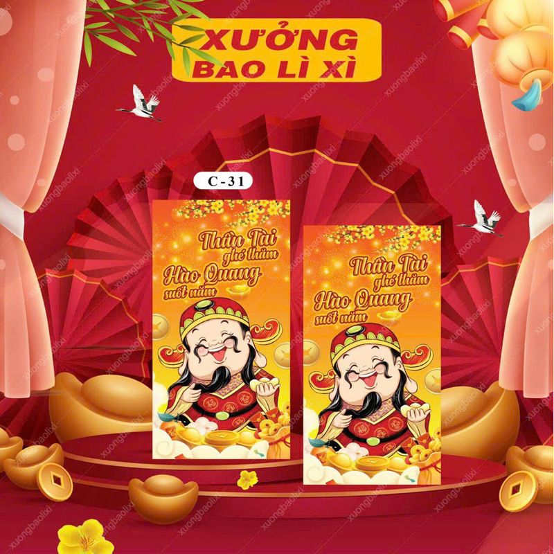 Set 10 Bao Lì Xì Kiểu Thần Tài, Ông Địa  Giá Sỉ