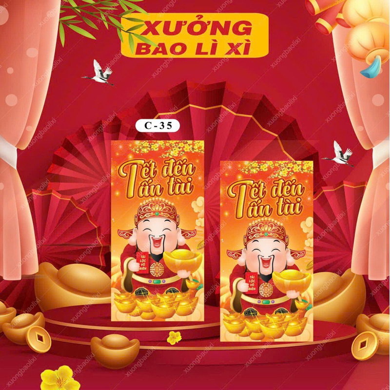 Set 10 Bao Lì Xì Kiểu Thần Tài, Ông Địa  Giá Sỉ