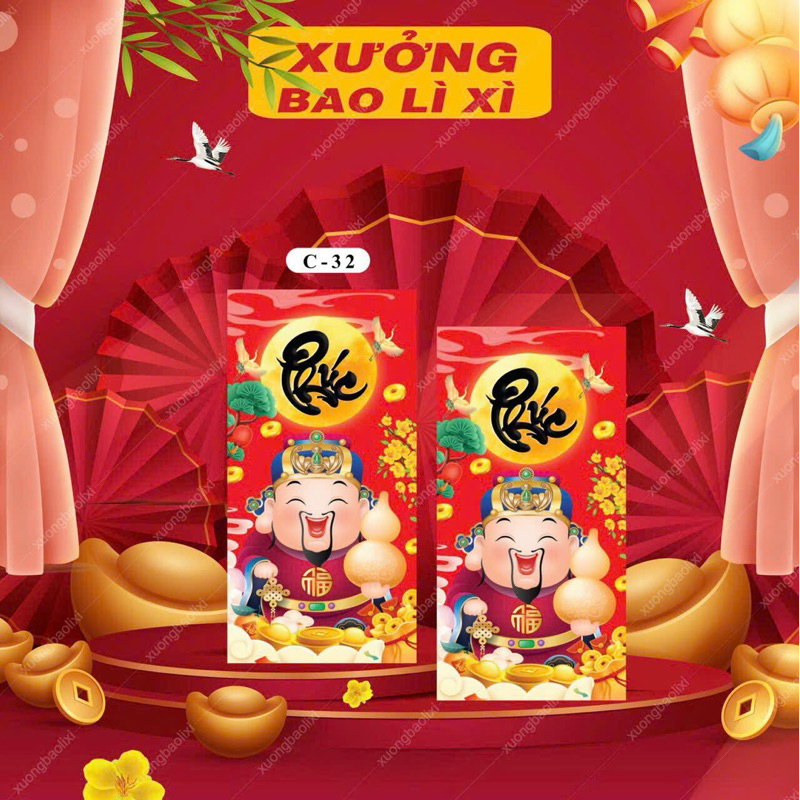 Set 10 Bao Lì Xì Kiểu Thần Tài, Ông Địa  Giá Sỉ