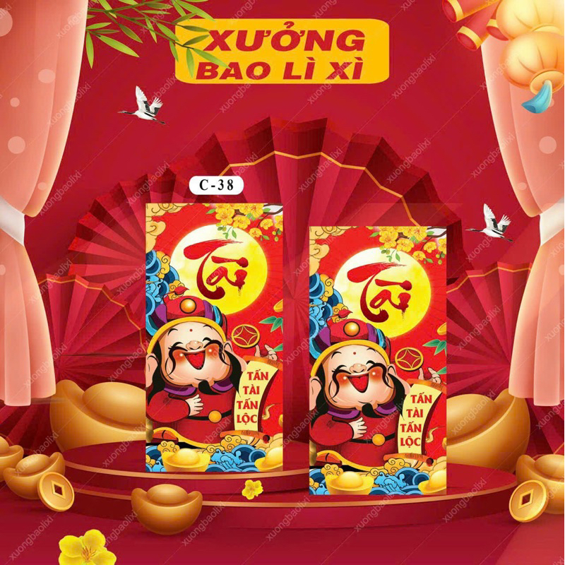 Set 10 Bao Lì Xì Kiểu Thần Tài, Ông Địa  Giá Sỉ