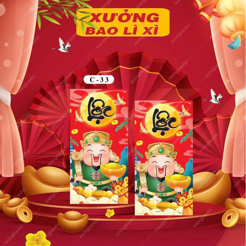 Set 10 Bao Lì Xì Kiểu Thần Tài, Ông Địa  Giá Sỉ