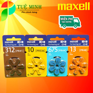 Vỉ 6 viên pin trợ thính maxell chính hãng. pin pr48 / pr44 / 675 / pr41 / 312 / pr70 / pr536