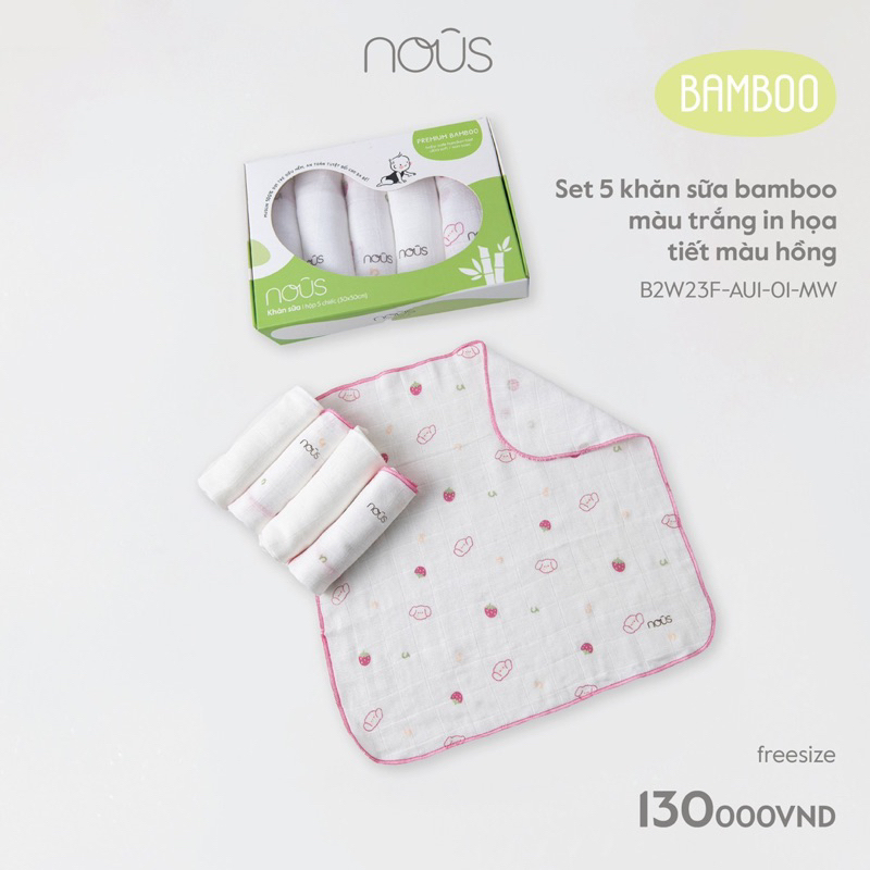 Set 5 khăn sữa BamBoo Nous mềm mại cao cấp