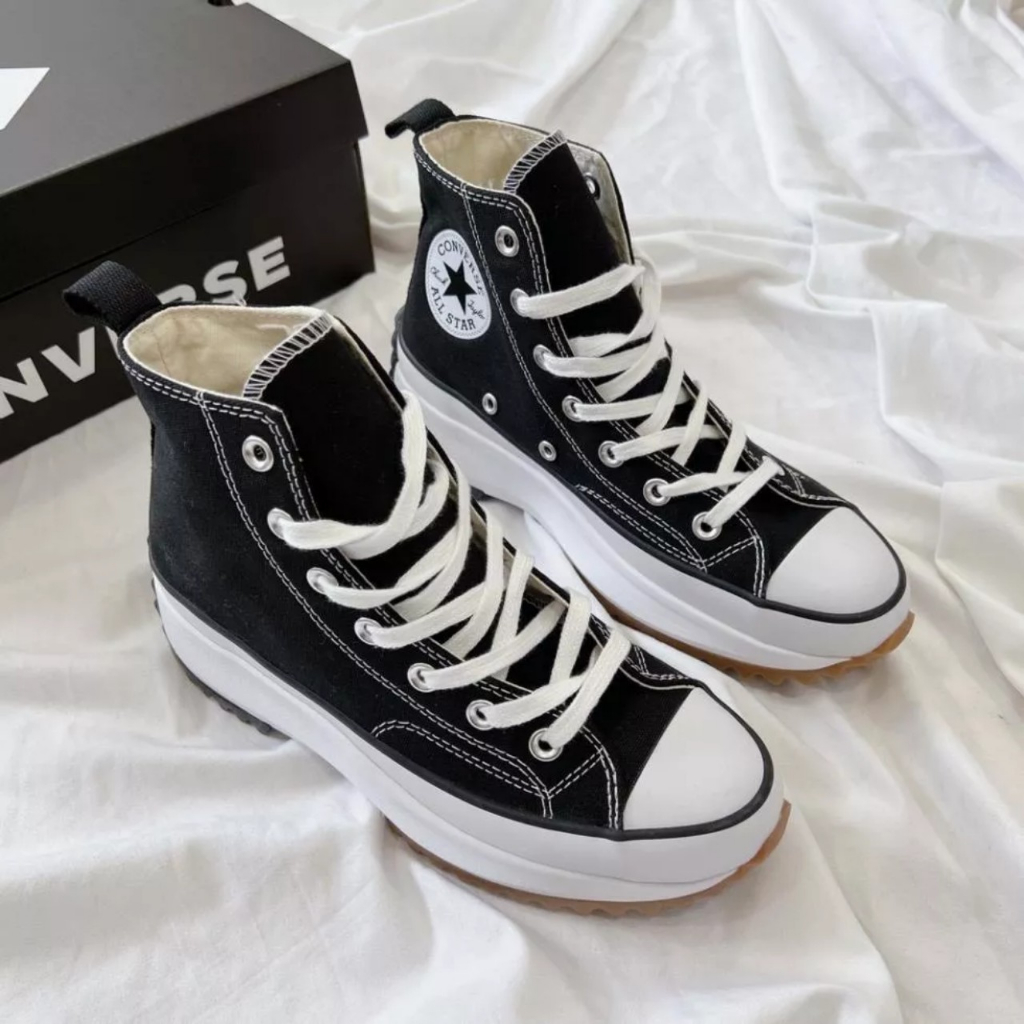 Giày Sneaker Converse Run Star Hike Black - Giày Thể Thao Nam Nữ CV Đế Cao Răng Cưa Đen Run Star Ful