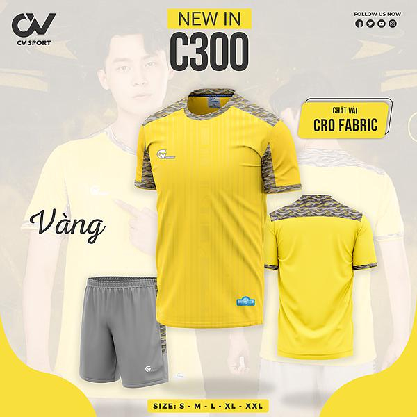 Quần Áo Bóng Đá ,Đồ Đá Banh CV300 Chất Vải Mè Dệt 4 Chiều Kim Cương Thấm Hút ,Thoát Ẩm Siêu Tốc