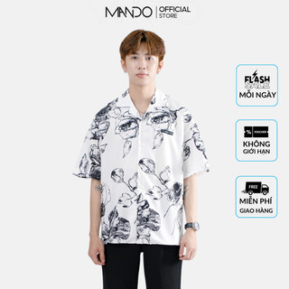 Áo Sơ Mi Ngắn  Tay Nam MANDO Thiết Kế Dáng Suông , Họa Tiết In Độc Đáo Tinh Tế, Chất Liệu Chiffon Không Nhăn SMD137