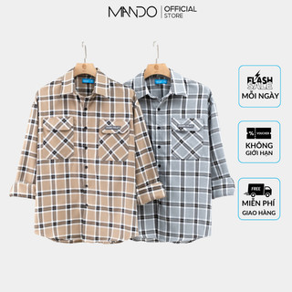 Áo Sơ Mi Nam Flannel MANDO Form Rộng Chất Vải Dạ Mỏng Dài Tay Họa Tiết Kẻ Caro Unisex Thời Trang Hàn Quốc SHT011