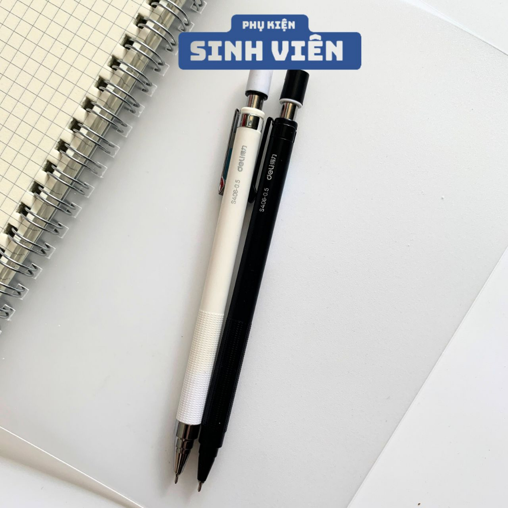Bút chì bấm DELI ngòi 0.5mm 2B có đầu tẩy S406 | Phụ Kiện Sinh Viên.