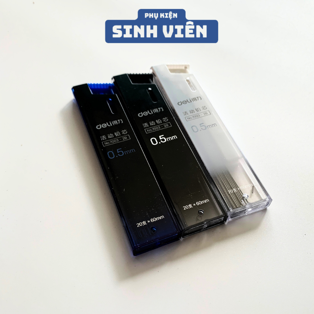 Ruột bút chì, ngòi bút chì 0.5mm 2B De.li 7003, phù hợp mọi loại bút | Phụ Kiện Sinh Viên,