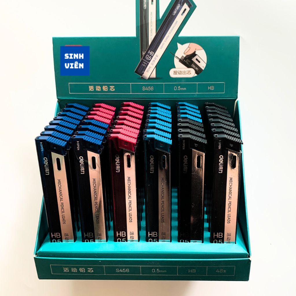 Ruột bút chì, ngòi bút chì 0.5mm HB Deli S456, phù hợp mọi loại bút | Phụ Kiện Sinh Viên,