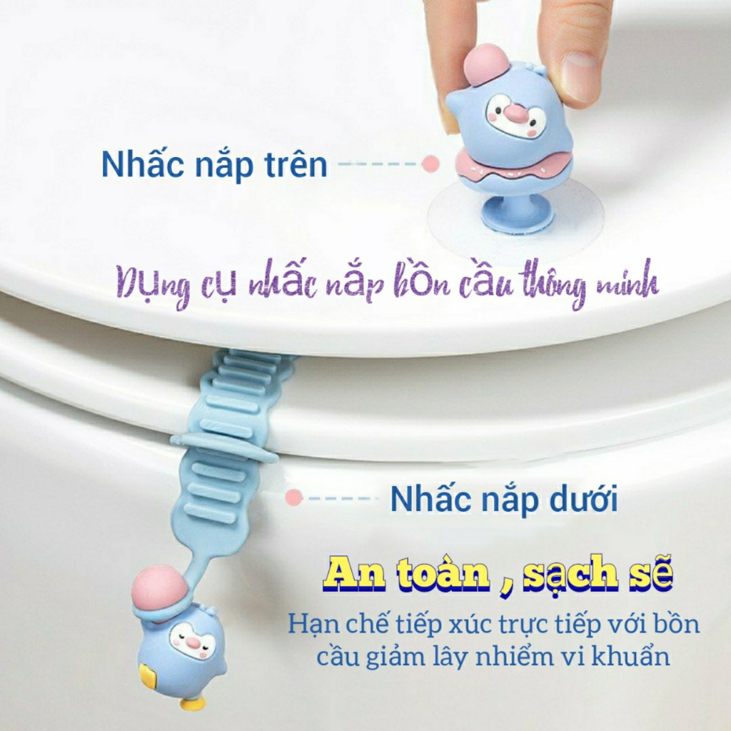 Dụng cụ nhấc nắp bồn cầu kháng khuẩn hình thú cưng chống bám bẩn, đàn hồi tốt, dễ thương