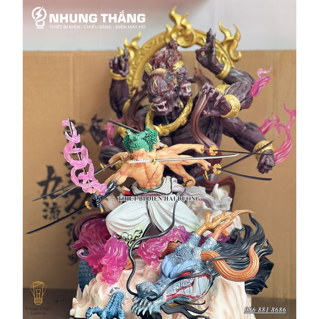 Mô Hình One Pice Zoro Quỷ thần Asura Kyutoryu - 3 Đầu - 6 Tay- 9 Kiếm Siêu Chất OP-004 - Cao 38cm