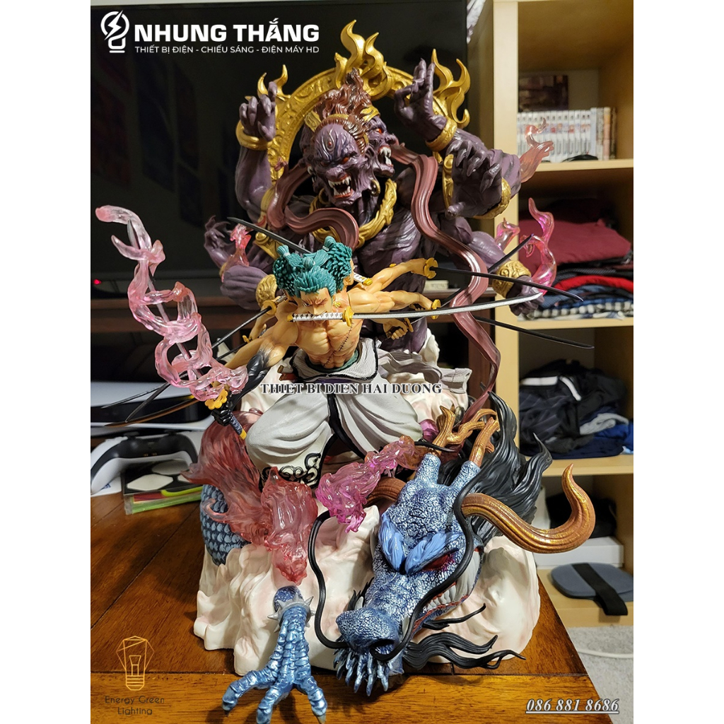Mô Hình One Pice Zoro Quỷ thần Asura Kyutoryu - 3 Đầu - 6 Tay- 9 Kiếm Siêu Chất OP-004 - Cao 38cm