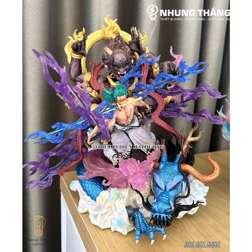 Mô Hình One Pice Zoro Quỷ thần Asura Kyutoryu - 3 Đầu - 6 Tay- 9 Kiếm Siêu Chất OP-004 - Cao 38cm