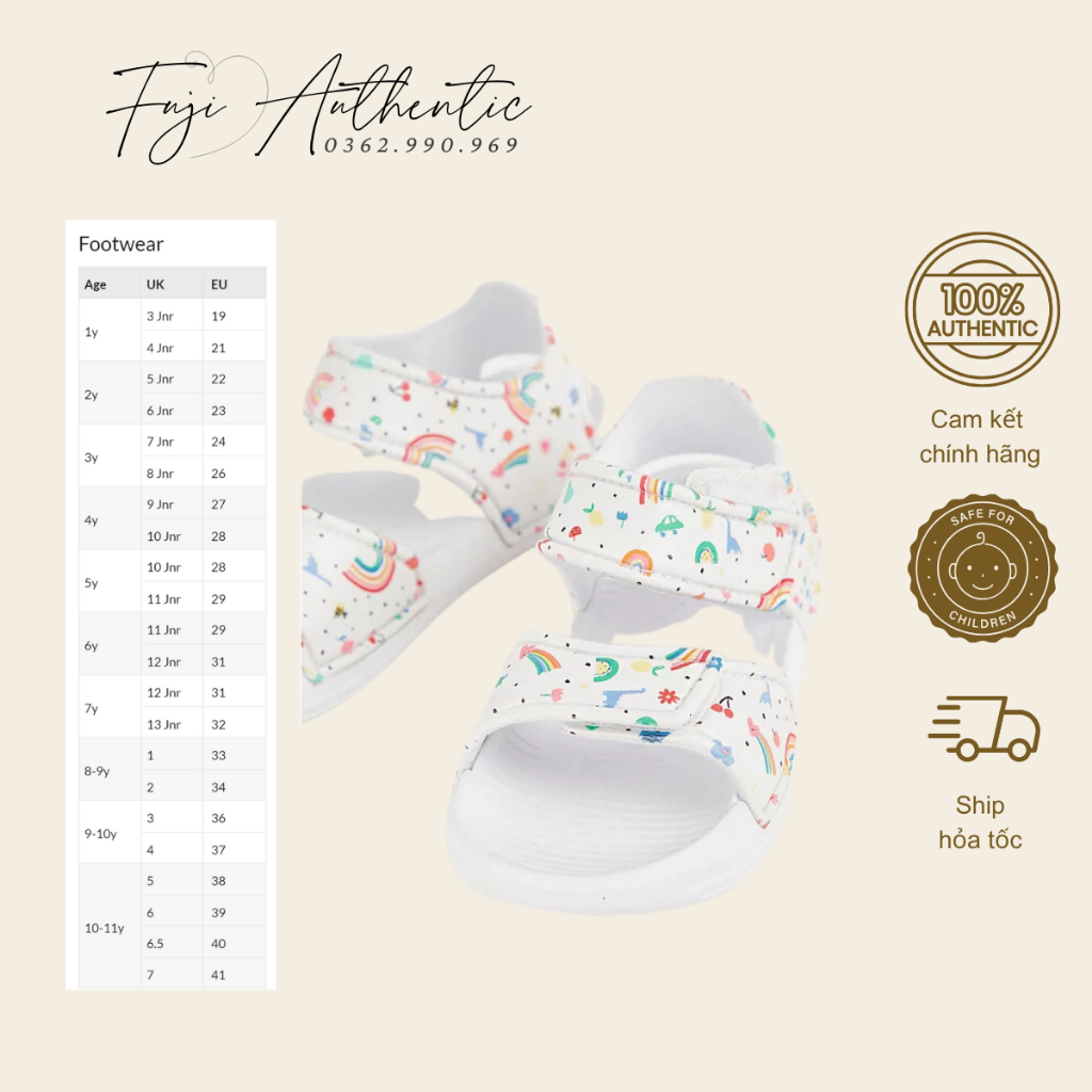 Sandal trắng họa tiết siêu nhẹ GEORGE cho bé trai