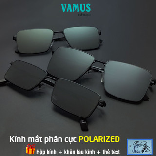 Kính mắt phân cực polarized dùng lái xe cho Nam 2023 - Kính râm thời trang khung vuông phân cực phẳng VAMUS-S63