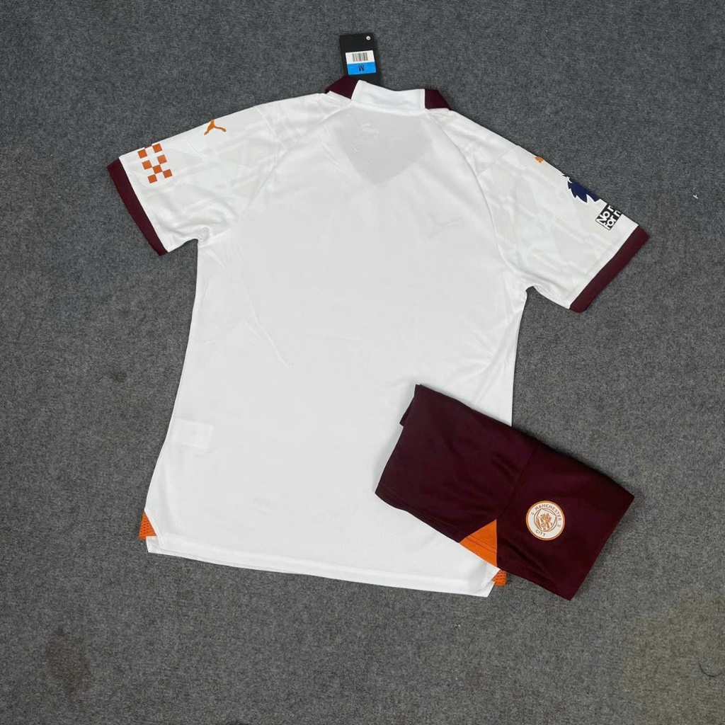 Bộ Quần Áo Bóng Đá CLB Man City Sân Khách Trắng 2023 Mè Thái