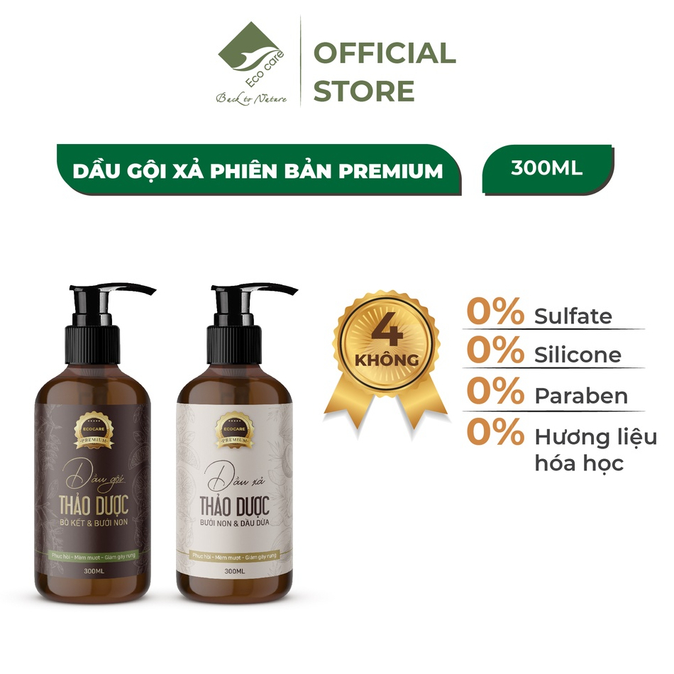 Dầu Gội Thảo Dược Cao Cấp ECOCARE 300ml Premium Nguyên Liệu Tự Nhiên Kích Thích Mọc Tóc, Giảm Tình Trạng Gàu Ngứa