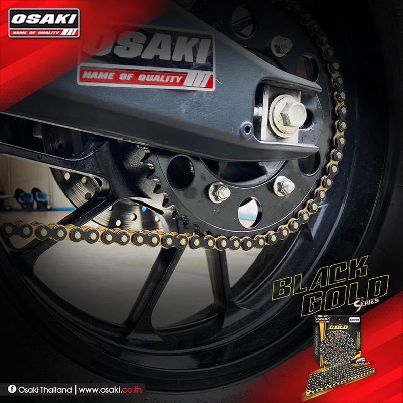Bộ nhông sên dĩa, nhông xích dĩa xe máy Osaki Thailand màu đen-vàng có đủ các loại xe.