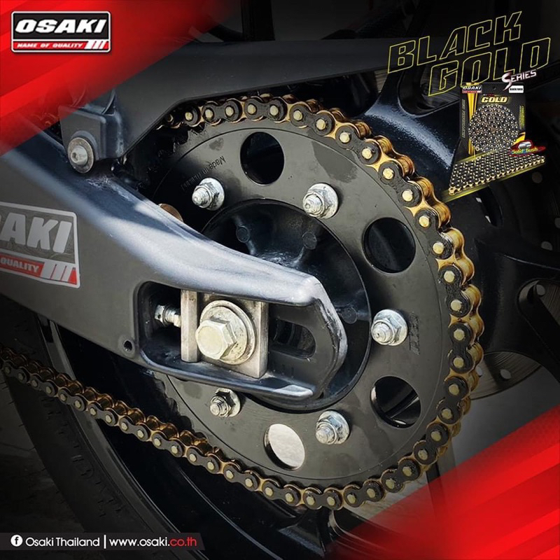Bộ nhông sên dĩa, nhông xích dĩa xe máy Osaki Thailand màu đen-vàng có đủ các loại xe.