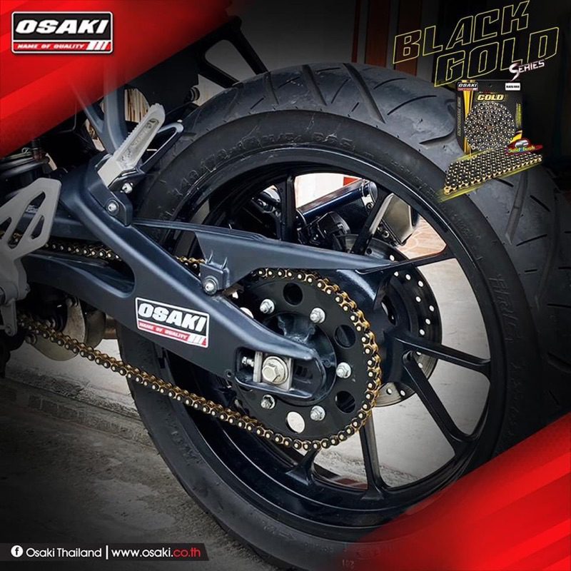 Bộ nhông sên dĩa, nhông xích dĩa xe máy Osaki Thailand màu đen-vàng có đủ các loại xe.