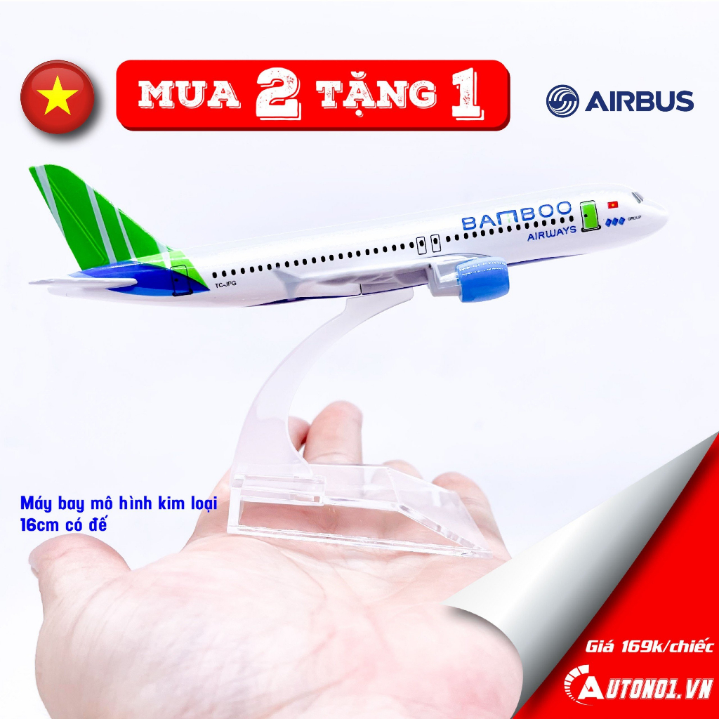 Các mẫu máy bay dân dụng - vận chuyển bằng kim loại kích thước 16cm VN- Air Bam.boo Thailand Boeing mã T